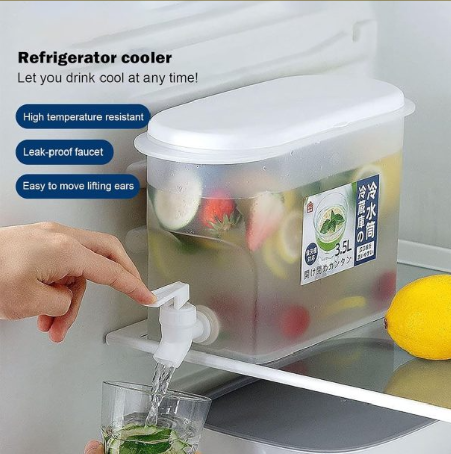 3L Refrigerator Water Jug with Faucet – Plastic Juice & Cold Drink Dispenser